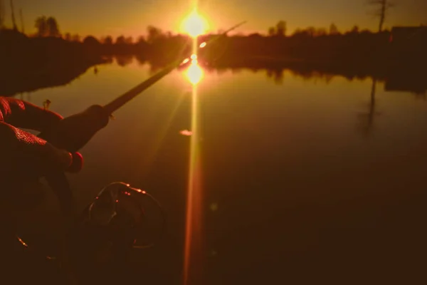 Pesca Lúcio Lago Recreação Pesca — Fotografia de Stock