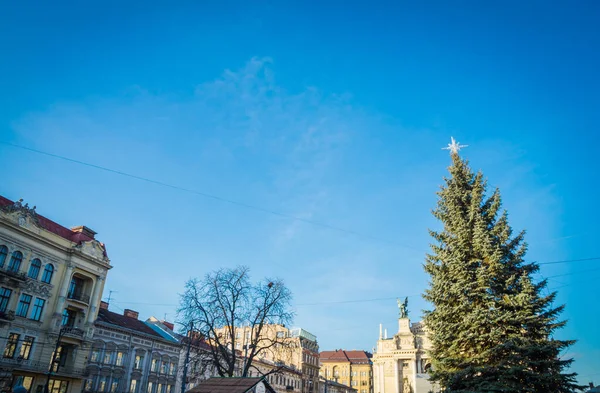 Magnificent Winter Lviv Architecture Streets — Stock Photo, Image