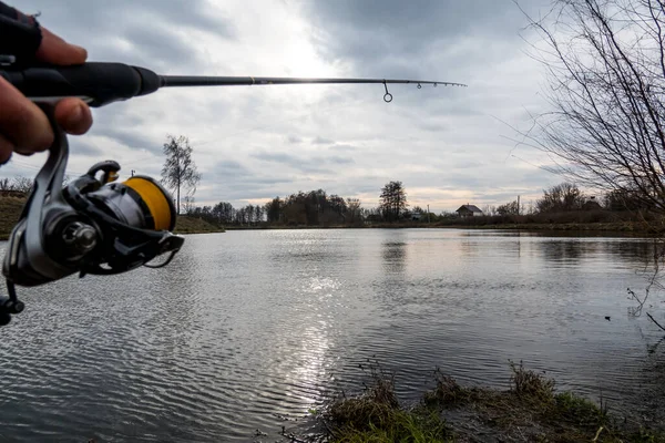 Pesca Sul Lago Fondo Pesca — Foto Stock