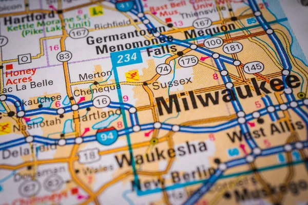Milwaukee Mapie Podróży Usa — Zdjęcie stockowe