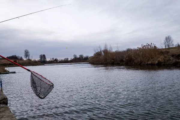 Angeln Auf Dem See Hintergrund Der Fischerei — Stockfoto