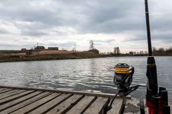 Fishing on the lake. Fishing background.