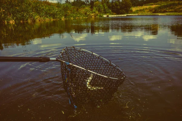 Pike Halászat Tavon — Stock Fotó