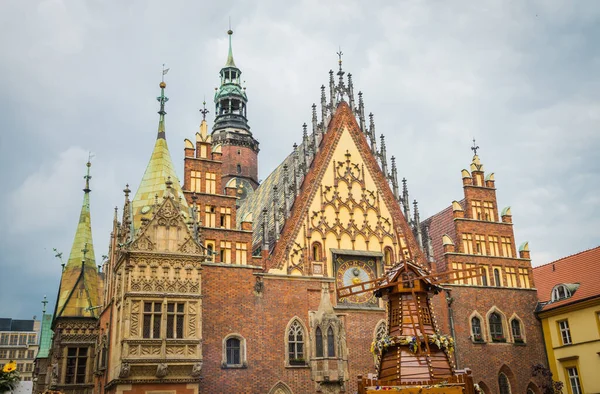 Schöner Marktplatz Breslau Schöne Alte Häuser — Stockfoto