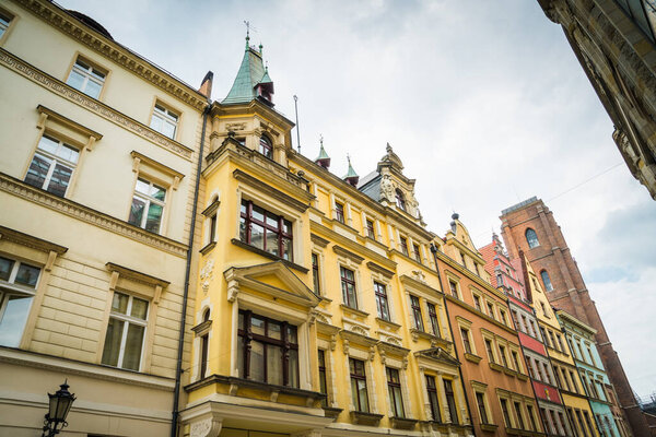 Wrocaw, Poland - June 15, 2019. Wroclaw Houses and streets of the city of Wroclaw. Cityscape