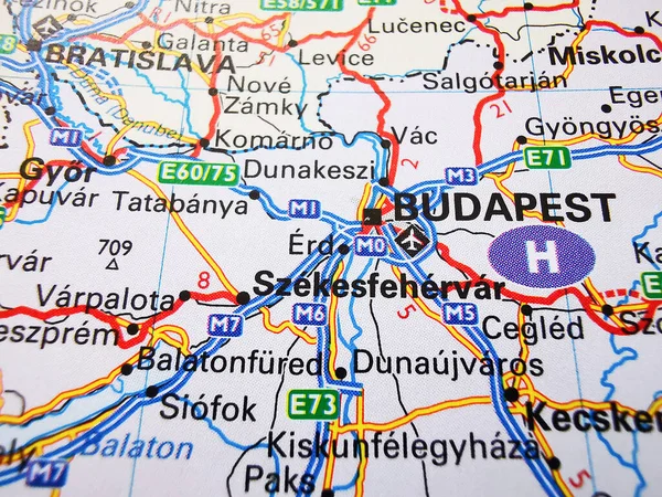 Budapest Road Map Europe — Φωτογραφία Αρχείου