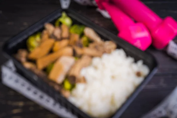 Cena Fitness Arroz Carne Para Bajar Peso —  Fotos de Stock