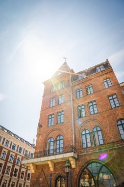 Kopenhag, Danimarka - 18 Temmuz 2019. Güzel Kopenhag mimarisi, Kopenhag 'da seyahat