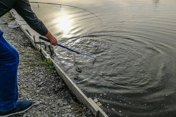 湖でパイク釣り 釣りのレクリエーション — ストック写真