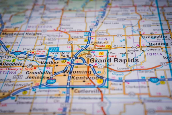 Grand Rapids Map Usa Travel Background — Stock Photo, Image