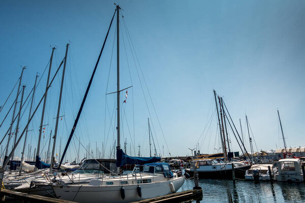 Beautiful Danish harbor with yachts