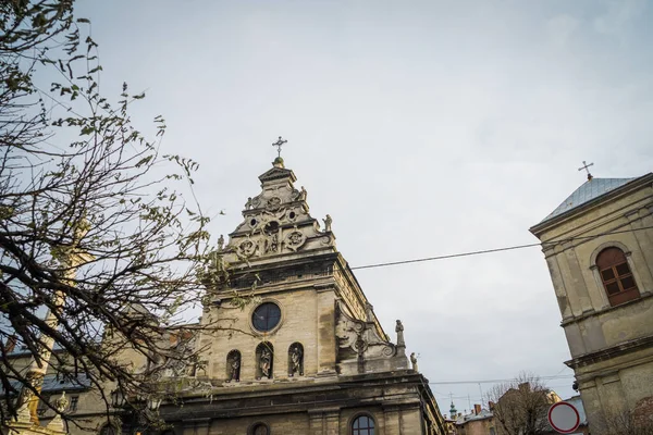 Prachtige Winter Lviv Architectuur Straten — Stockfoto