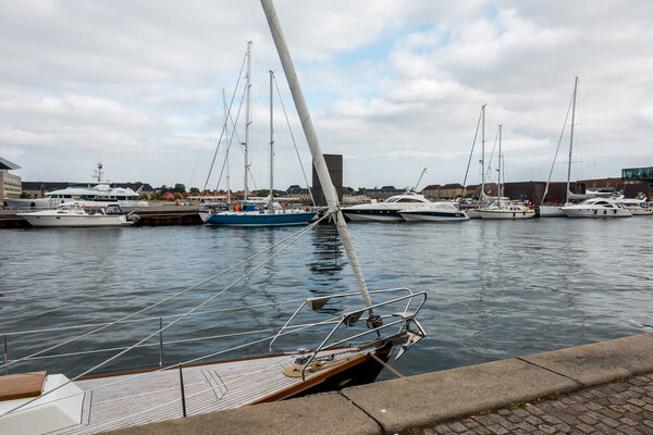 Copenhagen, Denmark - July 18, 2019. Beautiful Copenhagen architecture, travel around Copenhagen