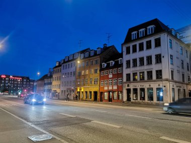 Kopenhag, Danimarka - 29 Temmuz 2019. Kopenhag yazı. Güzel mimari seyahat geçmişi.