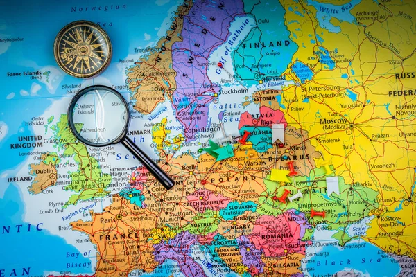 Euro-trip. Map travel background