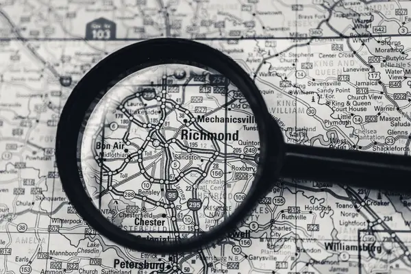 Richmond Στο Φόντο Του Ταξιδιού Χάρτη — Φωτογραφία Αρχείου