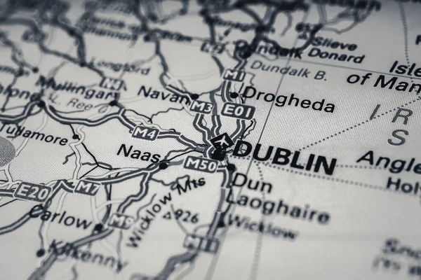 Dublin Sobre Fundo Viagem Mapa — Fotografia de Stock