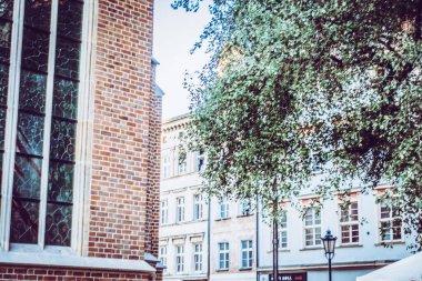 Eski renkli evleri olan Wroclaw merkez pazar meydanı