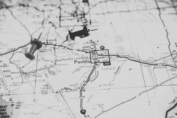 Pueblo Usa Karta Resa Bakgrund — Stockfoto