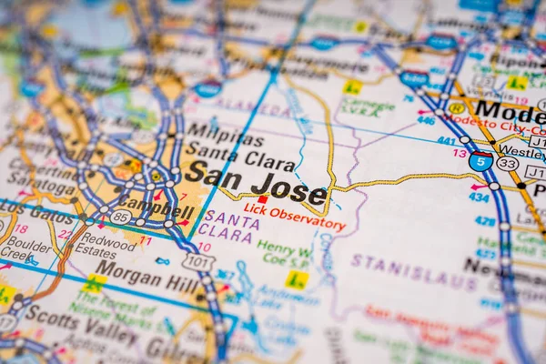 Mapa San Jose Eua Atlas Travel Background — Fotografia de Stock