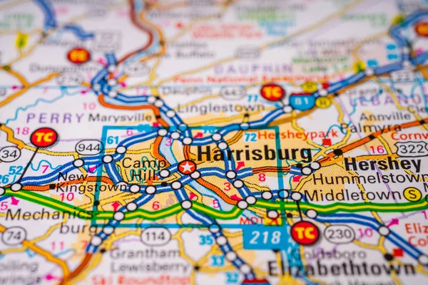 Harrisburg Fundo Mapa Dos Eua — Fotografia de Stock