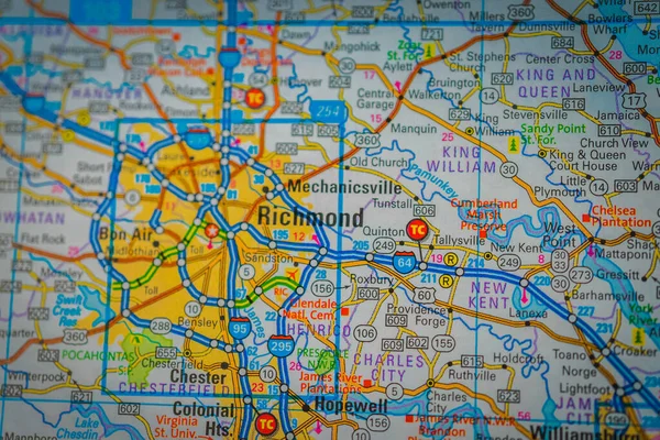 リッチモンド地図上の旅行の背景 — ストック写真