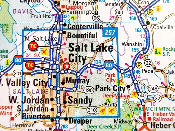 Salt Lake City Usa Mapa Fundo — Fotografia de Stock