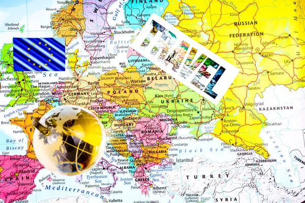 Euro-trip. Map travel outdoor background