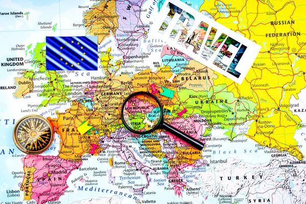 Euro-trip. Map travel outdoor background