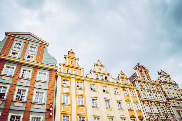 Beautiful market square in Wroclaw, beautiful old houses
