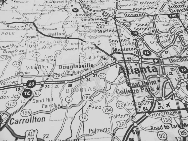 Atlanta Mapa Dos Eua — Fotografia de Stock
