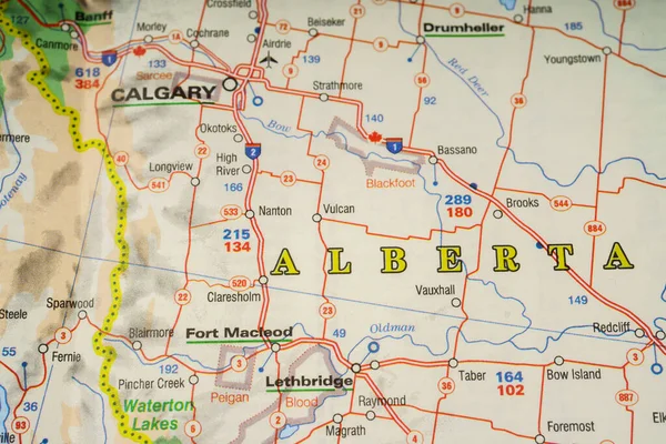 Alberta Auf Der Karte — Stockfoto