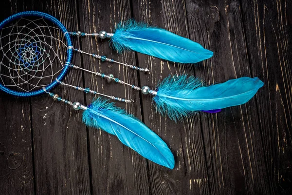 Dream Catcher Wooden Background — Stock Photo, Image