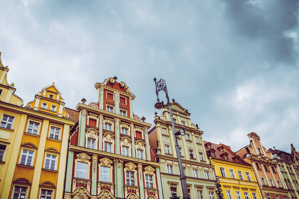 Beautiful market square in Wroclaw, beautiful old houses