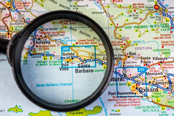 Santa Barbara Usa Mapa Tarvel Fundo — Fotografia de Stock