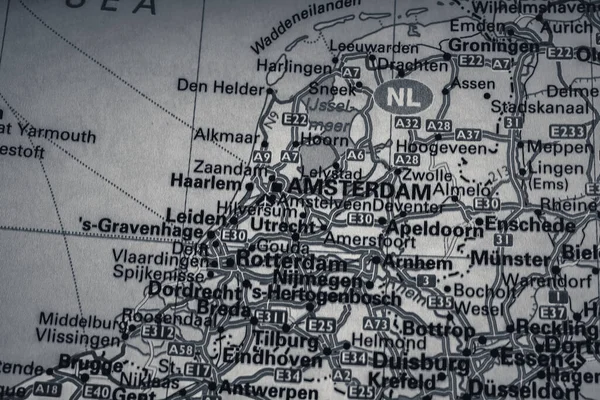 Amsterdam Haritada Seyahat Arkaplanı — Stok fotoğraf