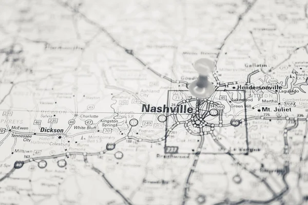 Nashville Sullo Sfondo Della Mappa — Foto Stock