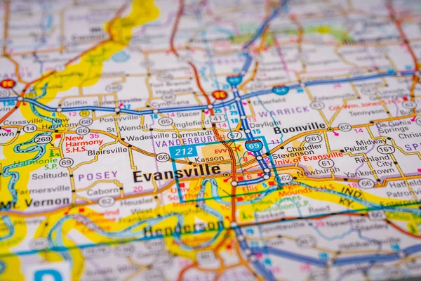 Evansville Sur États Unis Carte Arrière Plan Voyage — Photo