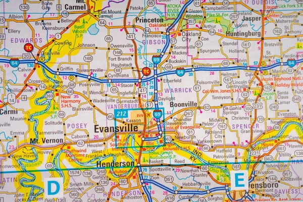 Evansville Usa Karta Resor Bakgrund — Stockfoto
