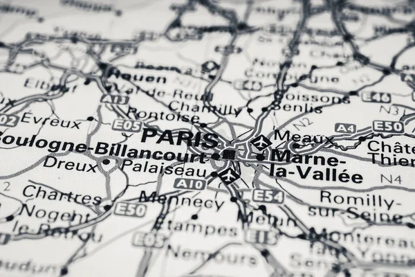 Paris on the map travel background