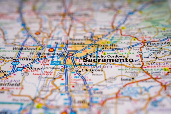 Sacramento Mapa Atlas Información Sobre Viajes — Foto de Stock