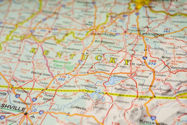 Stato Del Kentucky Sullo Sfondo Della Mappa Usa — Foto Stock