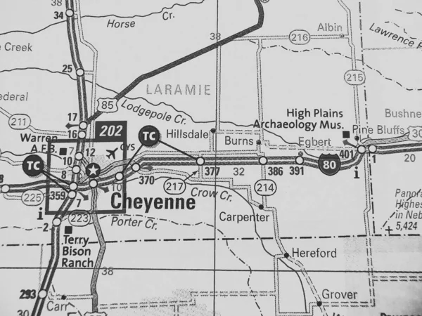 Cheyenne Sur Carte Usa — Photo