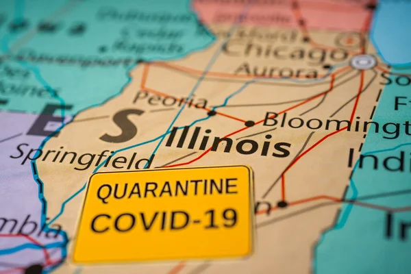 Estado Illinois Covid Fondo Cuarentena — Foto de Stock