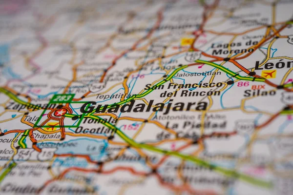 Guadalajara Sur Carte Voyage Mexique — Photo