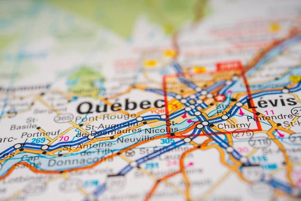 Quebec Mapa Viagem Canadá — Fotografia de Stock