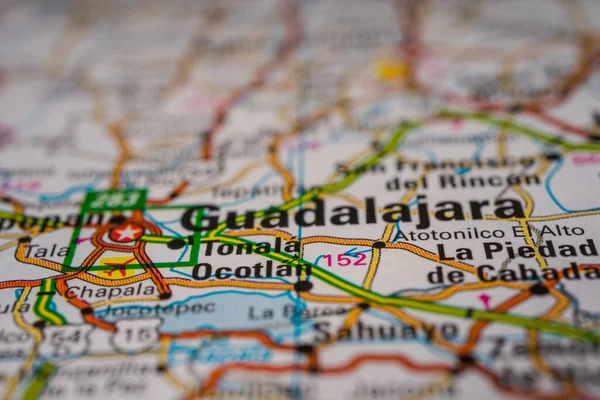 Guadalajara Mapa Viaje México — Foto de Stock