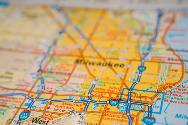 Milwaukee Amerikai Egyesült Államok Utazási Térkép Háttér — Stock Fotó