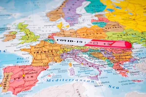 Europa Mapa Coronavirus Covid Cuarentena — Foto de Stock