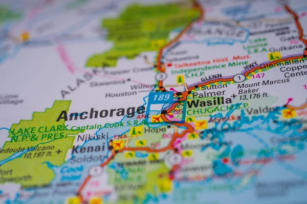 Anchorage Sur Carte Voyage Usa — Photo